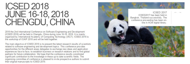 2018 the 2nd International Conference on Software Engineering and Development (ICSED 2018), Chengdu, Sichuan, China