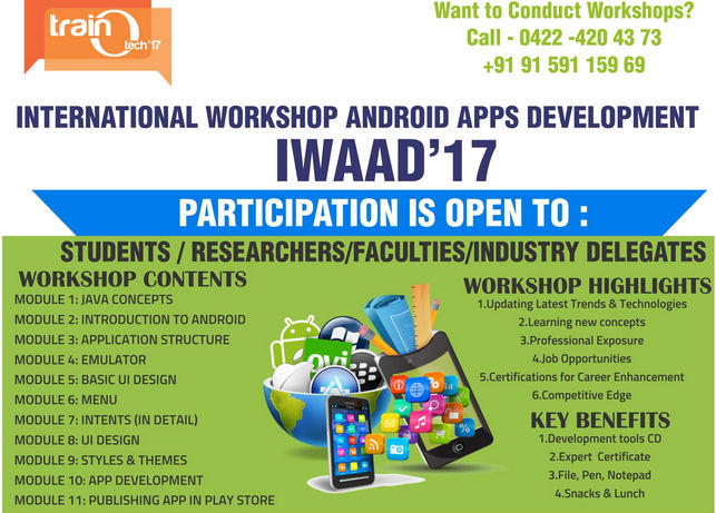 International Workshop on Android Application Development IWAAD’17, Coimbatore, Tamil Nadu, India