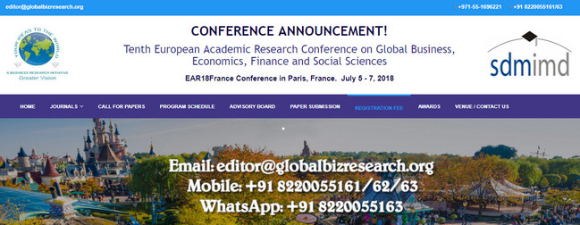 Tenth European Academic Research Conference on Global Business, Economics, Finance and Social Sciences, Paris, France