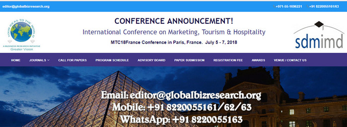 International Conference on Marketing, Tourism & Hospitality, Paris, France