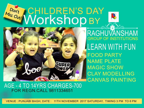 Childrens Day Workshop at Raghuvansham School of Modern Art, West Delhi, Delhi, India