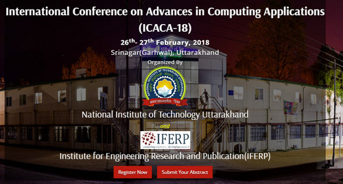International Conference on Advances in Computing Applications (ICACA-18), Tehri Garhwal, Uttarakhand, India