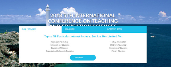 2018 5th International Conference on Teaching and Education Sciences (ICTES 2018), Okinawa, Japan