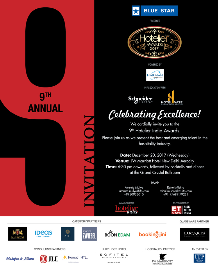 Hotelier India Awards 2017, New Delhi, Delhi, India