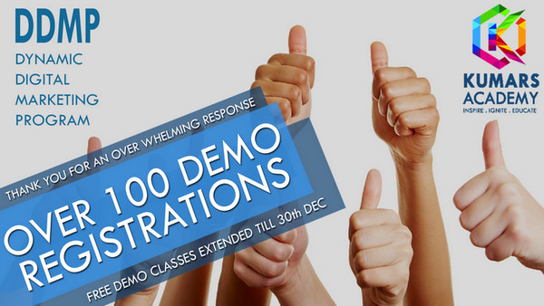 FREE DEMO – Dynamic Digital Marketing Program at Kumars Academy till 30th Dec, Bangalore, Karnataka, India