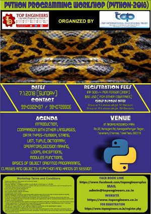 Python Programming Workshop (PYTHON-2018), Chennai, Tamil Nadu, India