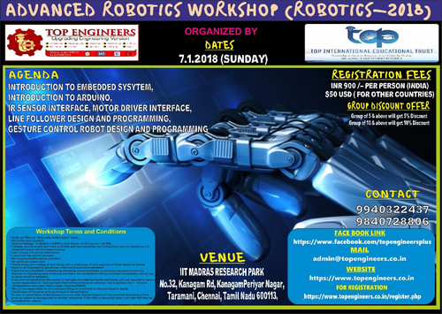 Advanced Robotics Workshop (ROBOTICS-2018), Chennai, Tamil Nadu, India
