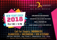 Gala New Year Night at Deccan Harvest, Magarpatta with unlimited food, Beverages & DJ