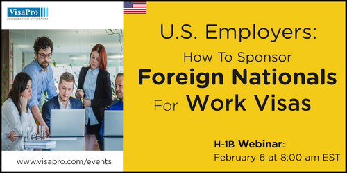 FREE Webinar: U.S. Employers How To Sponsor Foreign Nationals For Work Visas, Tel Aviv, Israel
