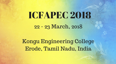 First International Conference on Frontier Areas in Power, Energy and Control 2018, Erode, Tamil Nadu, India