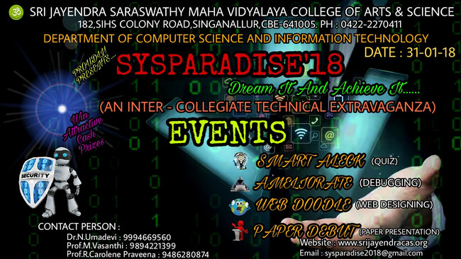 Sysparadise2018, Coimbatore, Tamil Nadu, India