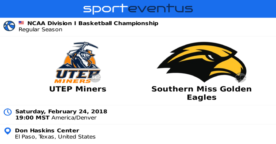UTEP Miners vs. Southern Mississippi Golden Eagles Mens Basketball, El Paso, Texas, United States