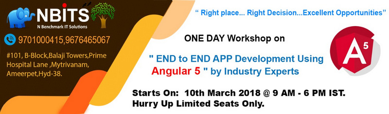 One Day Workshop on End To End App Development Using Angular 5, Hyderabad, Telangana, India