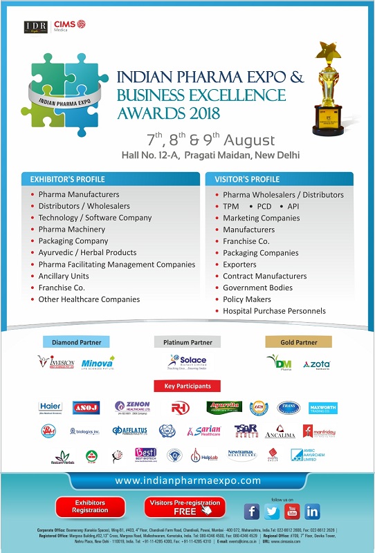 Indian Pharma Expo (IPE) & Business Excellence Awards 2018, New Delhi, Delhi, India