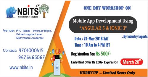 One Day Workshop on Building Mobile App Using ANGULAR 5 & IONIC 3, Hyderabad, Andhra Pradesh, India