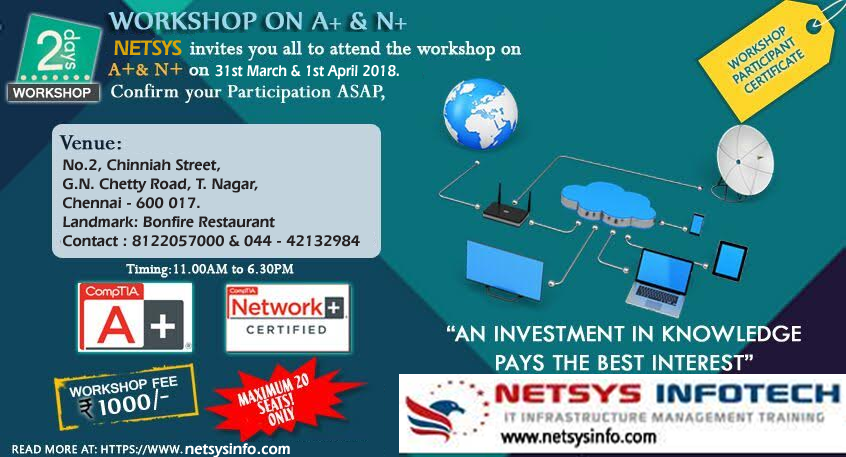 Workshop on A+ & N+, Chennai, Tamil Nadu, India