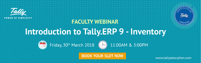 Webinar on Introduction to Tally.ERP 9 - Inventory, Bangalore, Karnataka, India