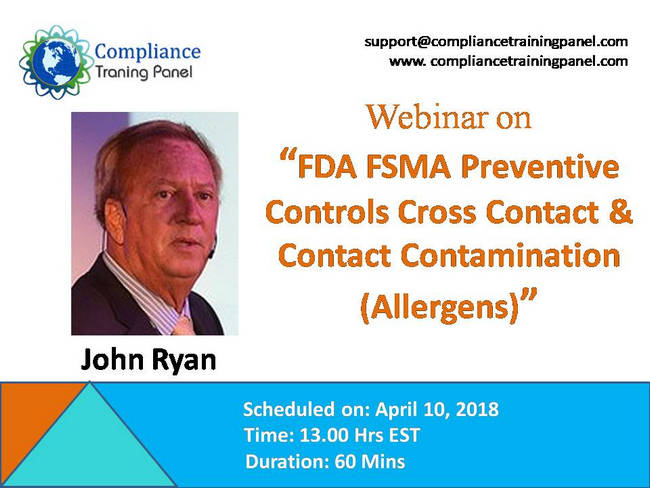 FDA FSMA Preventive Controls Cross Contact & Contact Contamination (Allergens), Harford, Maryland, United States
