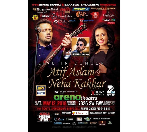 Atif Aslam and Neha Kakkar Live Concert in Houston, Houston, Illinois, United States