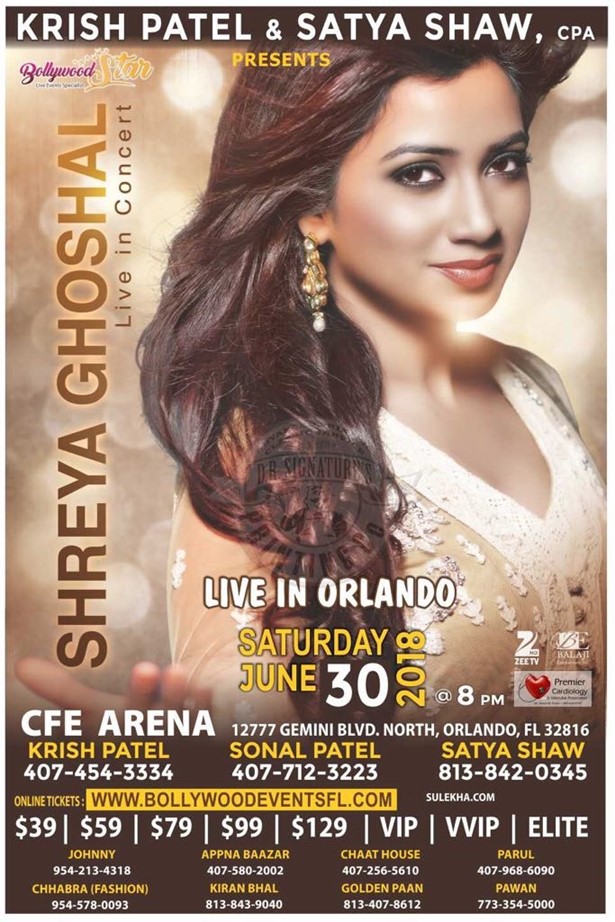 Shreya Ghoshal Live Concert in Orlando 2018, Orlando, Florida, United States