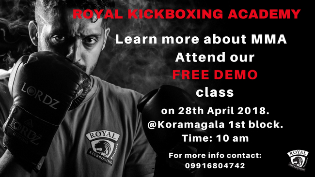 Be a part of our DEMO class on MMA in Koramangala on 28th April 2018., Bangalore, Karnataka, India