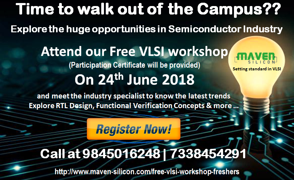 Registrations open – Free VLSI Workshop on 24 th June 2018, Bangalore, Karnataka, India