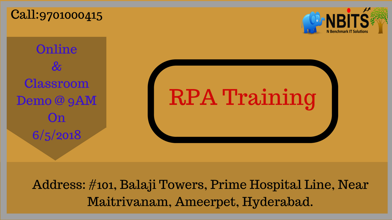 RPA free  Online and Classroom demo on May 6th @ 9 AM IST, Hyderabad, Andhra Pradesh, India