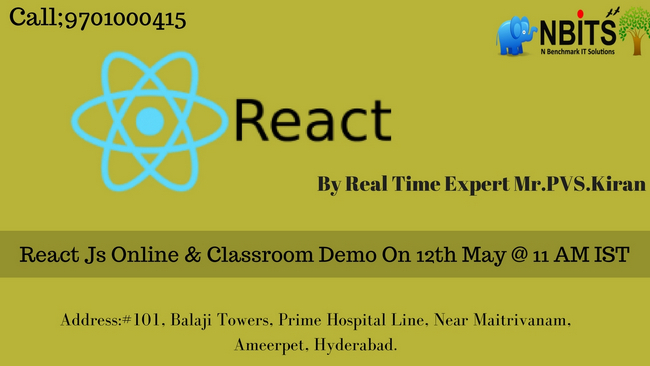 Reactjs online & Classroom Demo on 12th May @ 11 AM IST, Hyderabad, Andhra Pradesh, India