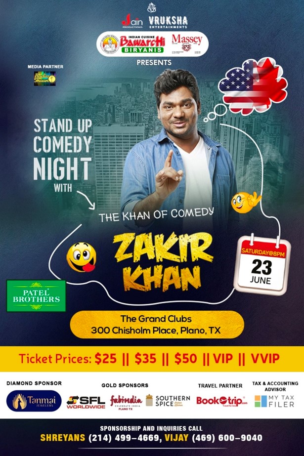 Zakir Khan Stand Up Comedy 2018 in Dallas, Plano, Texas, United States