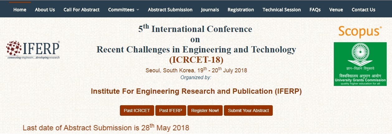 5th International Conference  on  Recent Challenges in Engineering and Technology, Siheung-daero, Geumcheon-gu,,Seoul,South korea