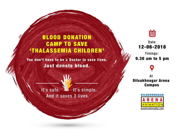 Blood Donation Camp at Arena Animation Dilsukhnagar.