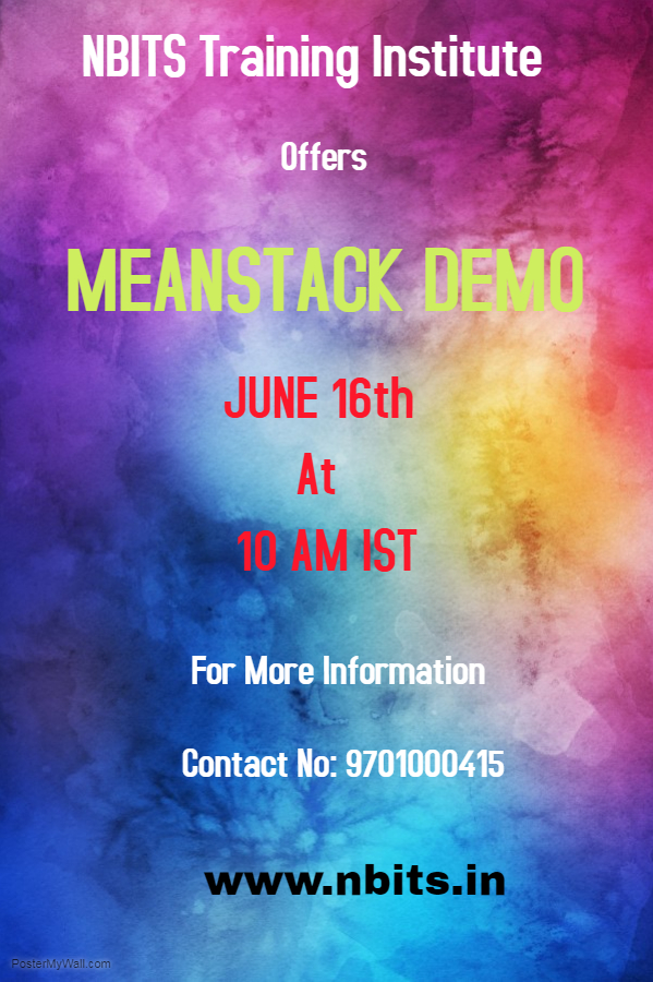Meanstack Online & Offline Demo On June 16th at 10 AM IST, Hyderabad, Andhra Pradesh, India