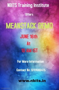 Meanstack Online & Offline Demo On June 16th at 10 AM IST