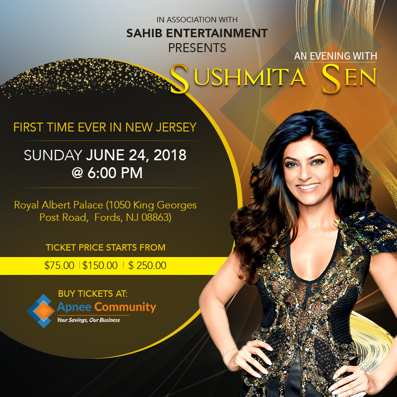 An Evening with Sushmita Sen in New Jersey, Fords, New Jersey, United States