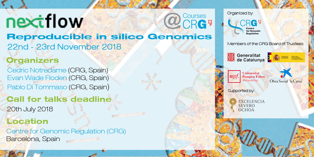 Courses@CRG: Nextflow: Reproducible In silico Genomics, Barcelona, Cataluna, Spain