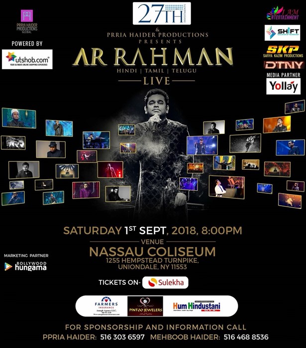 AR Rahman Live Concert 2018 in New York, Uniondale, NY,New York,United States