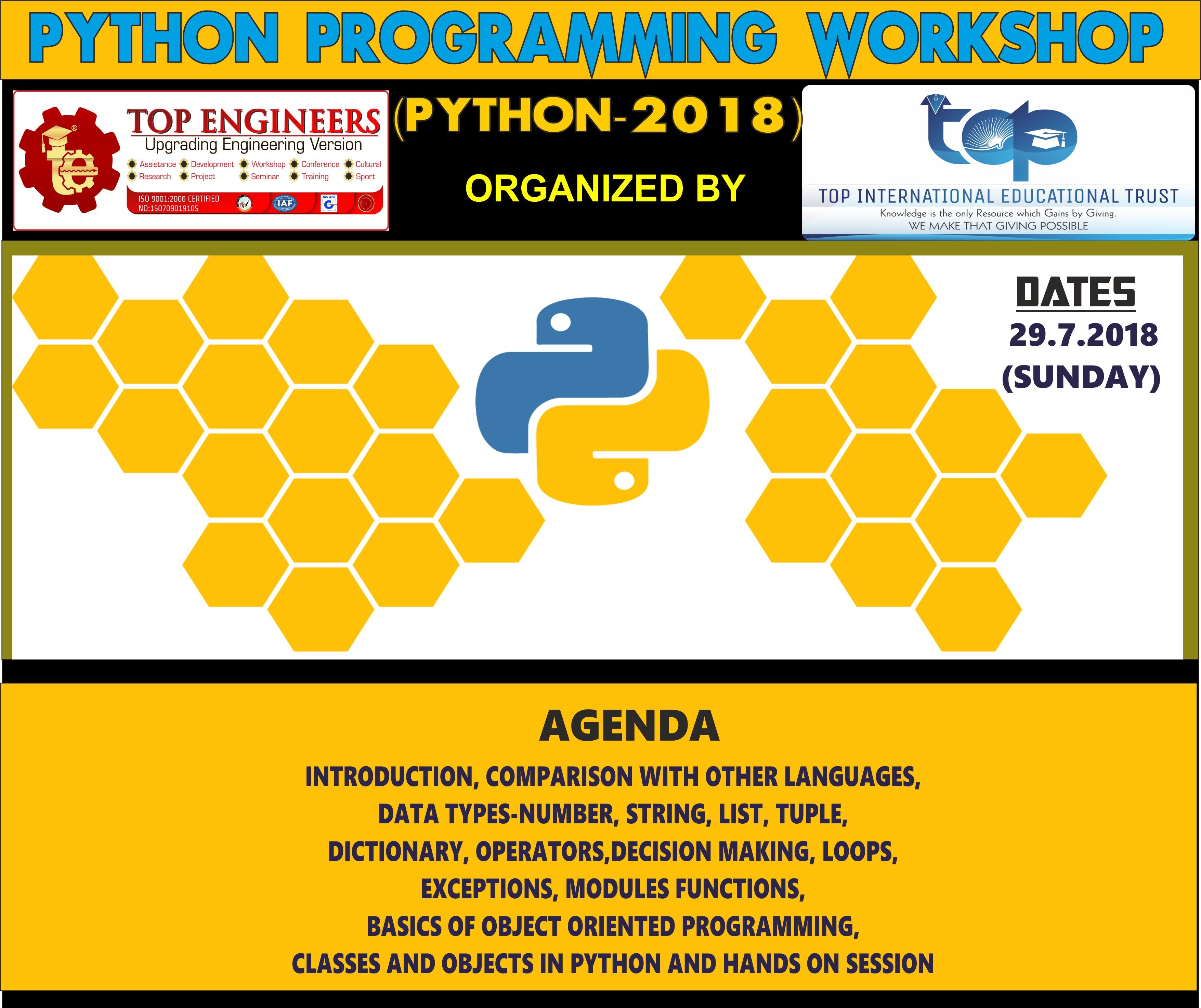 PYTHON PROGRAMMING WORKSHOP(PYTHON-2018), Chennai, Tamil Nadu, India