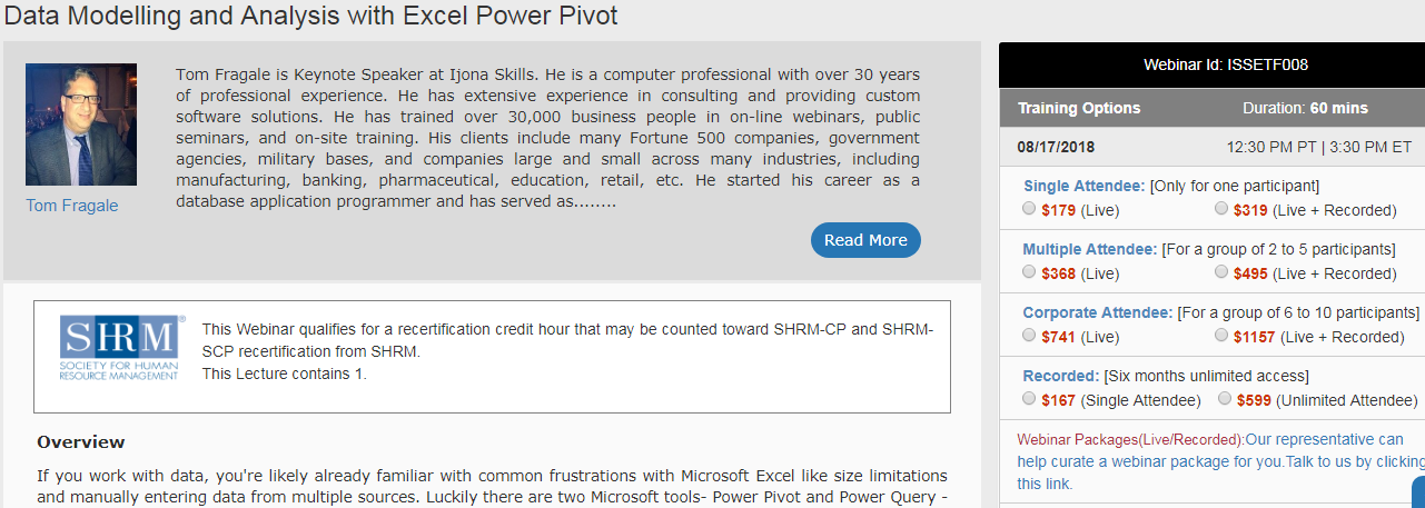 Data Modelling and Analysis with Excel Power Pivot, New Castle, Delaware, United States