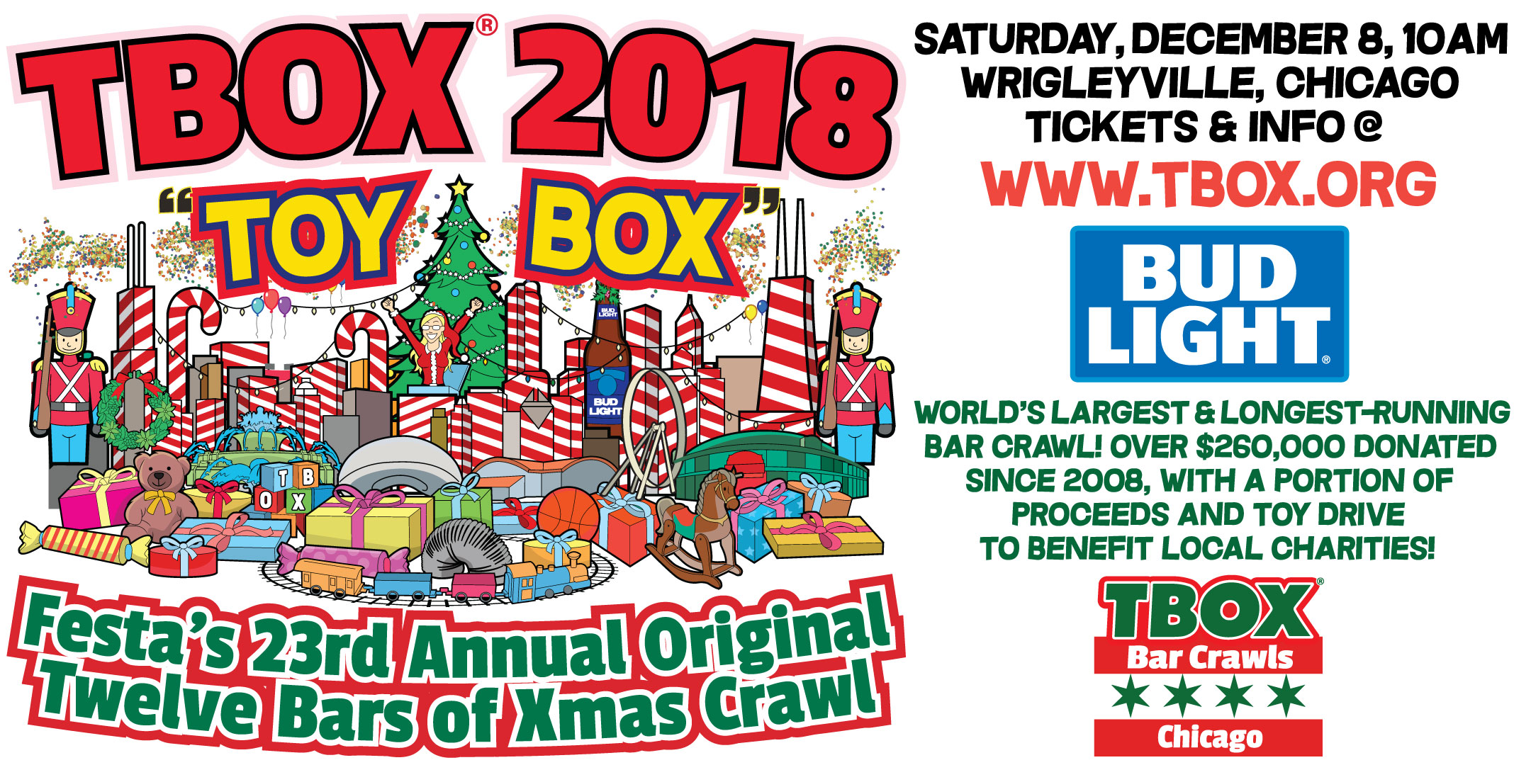 TBOX 2018, The 23rd Annual Original 12 Bars of Xmas Chicago Bar Crawl, Cook, Illinois, United States
