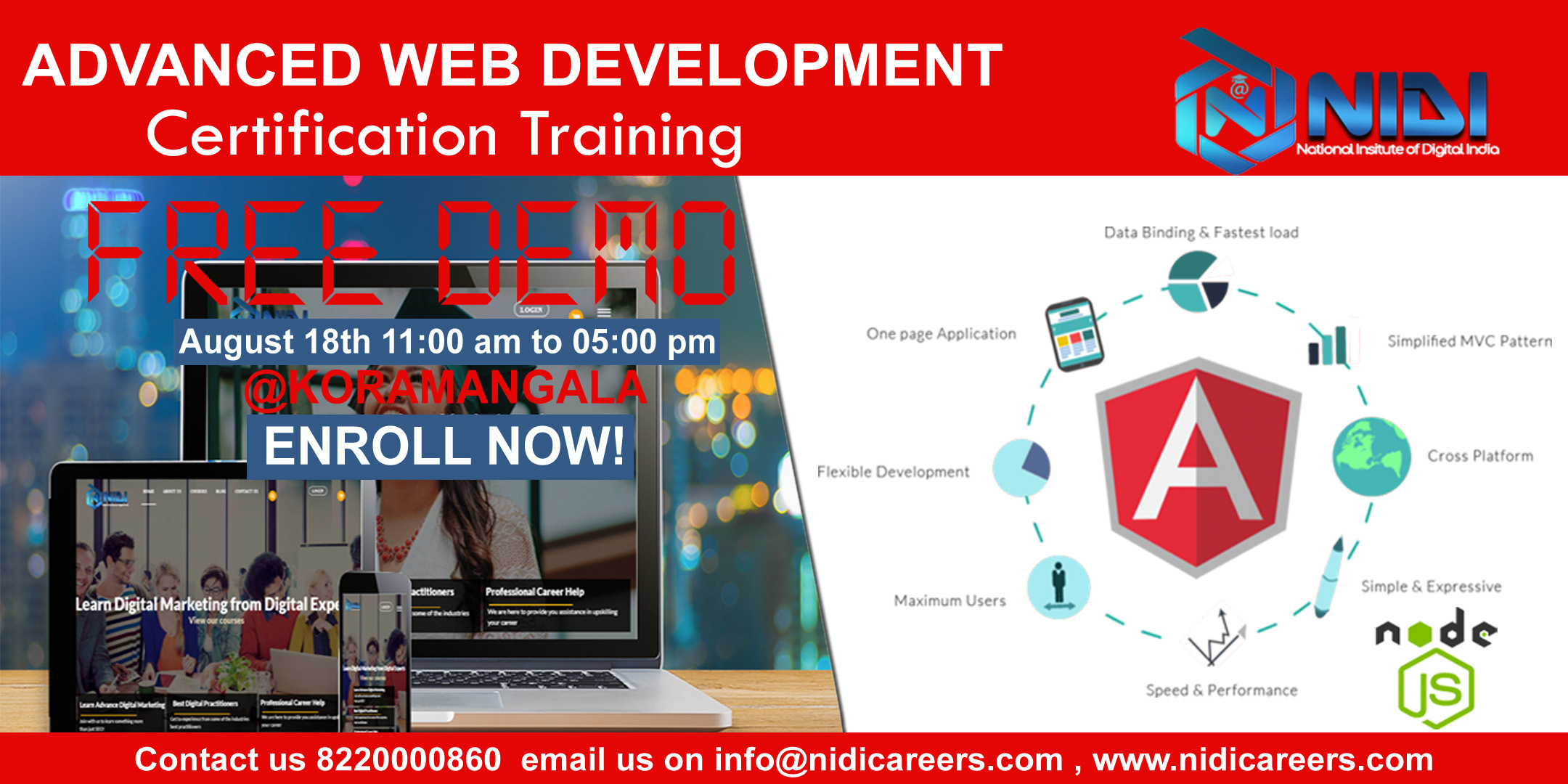 Advanced Web Development demo (Angularjs & Nodejs), Bangalore, Karnataka, India