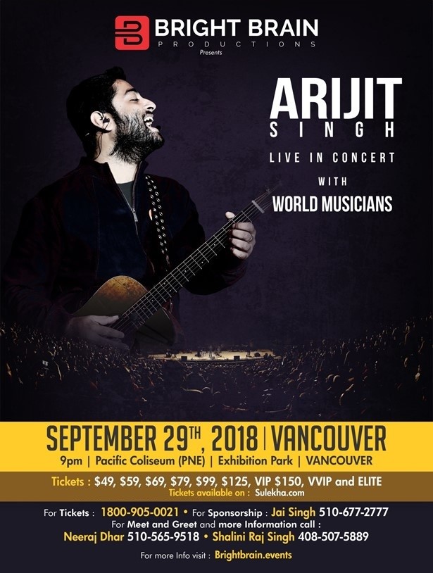 Arijit Singh Live in Concert 2018 Vancouver, VANCOUVER, BC,Ontario,Canada