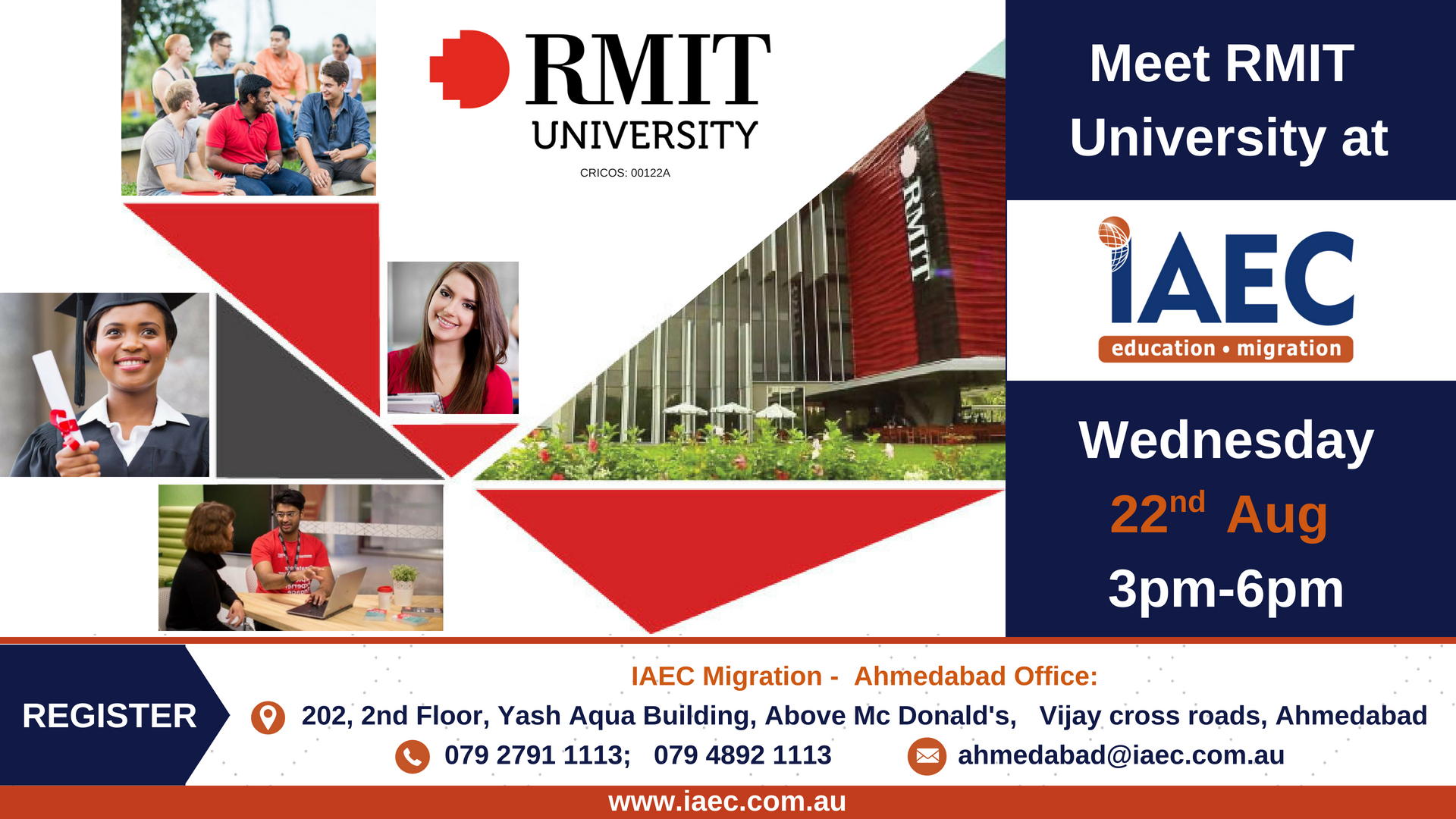 Meet RMIT University  - Australian Spot Admission Sessions @ IAEC Education Ahmedabad!, Ahmedabad, Gujarat, India