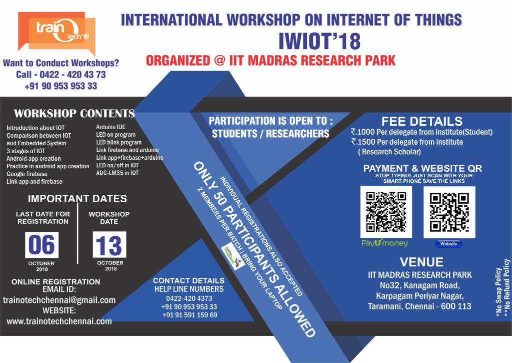 International Workshop on Internet of Things, Chennai, Tamil Nadu, India