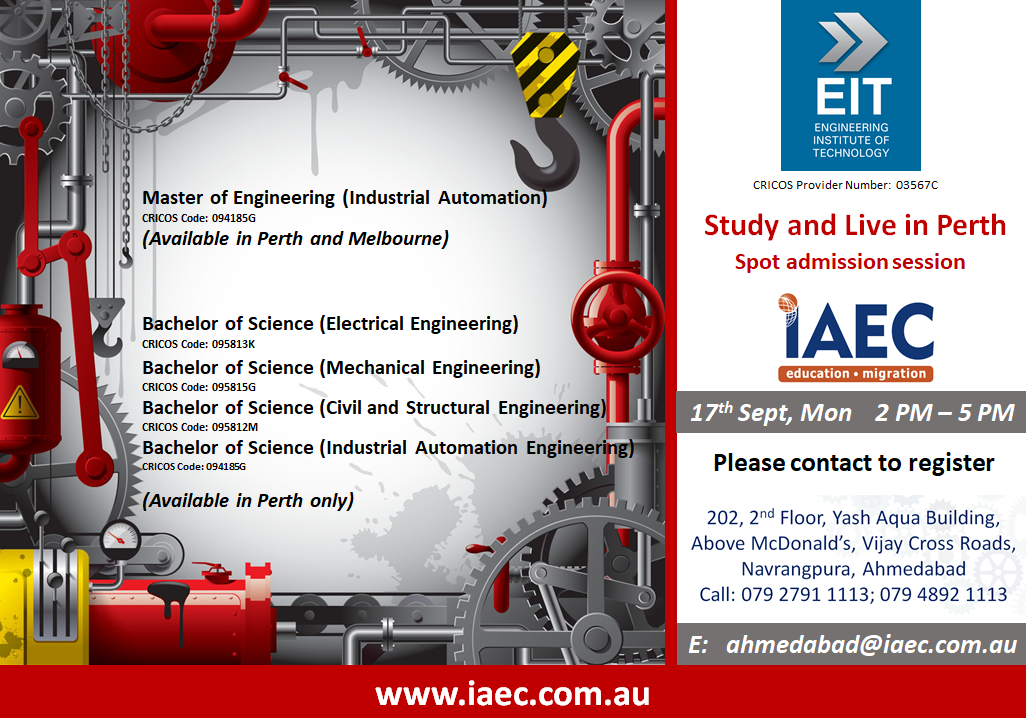 Meet Engineering institute of Technology, Australia @ IAEC Ahmedabad !, Ahmedabad, Gujarat, India