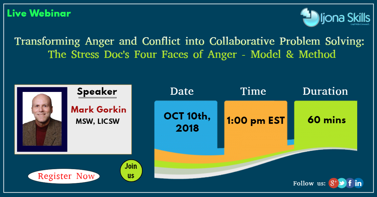 Transforming Anger and Conflict into Collaborative Problem Solving: The Stress Doc's Four Faces of Anger - Model & Method, Middletown, Delaware, United States