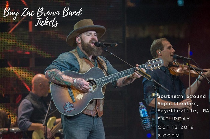 Buy Zac Brown Band Tickets on Tixbag, Sat 13 Oct 2018, Fayetteville, GA, Fayetteville, Georgia, United States