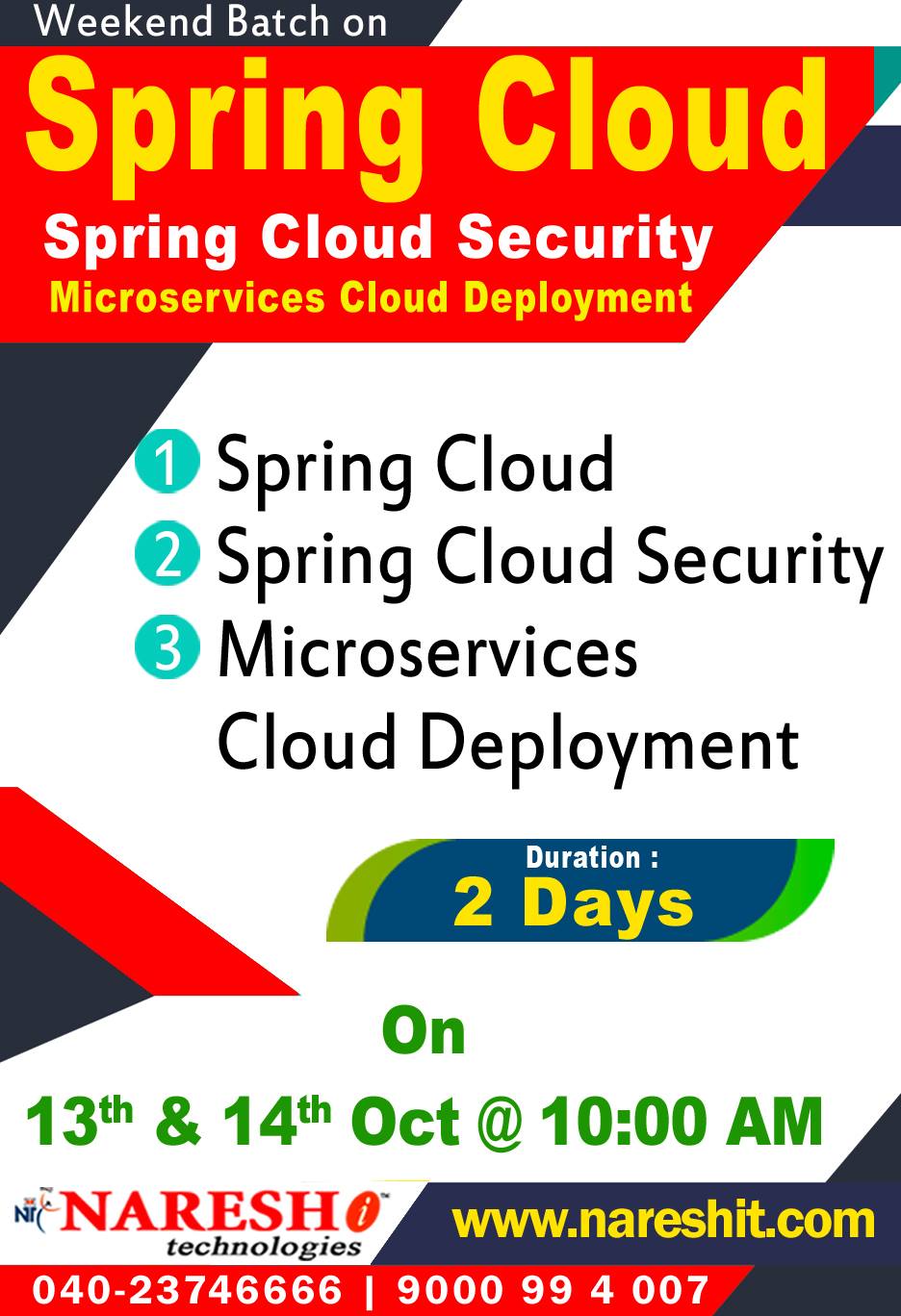 Spring Cloud Online Training in Hyderabad - NareshIT, Hyderabad, Andhra Pradesh, India