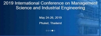 MSIE 2019 International Conference on Management Science and Industrial Engineering