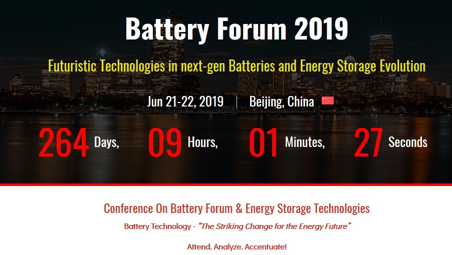 Conference On Battery Forum & Energy Storage Technologies 2019, Beijing, China