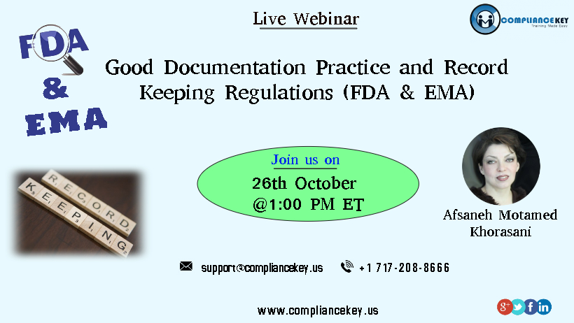 Good Documentation Practice and Record Keeping Regulations (FDA & EMA), New Castle, Delaware, United States